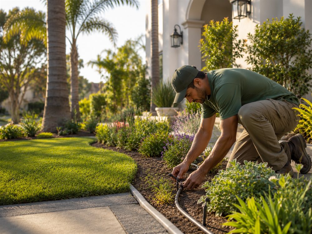 Garden bed care around plants and landscape borders in Los Angeles