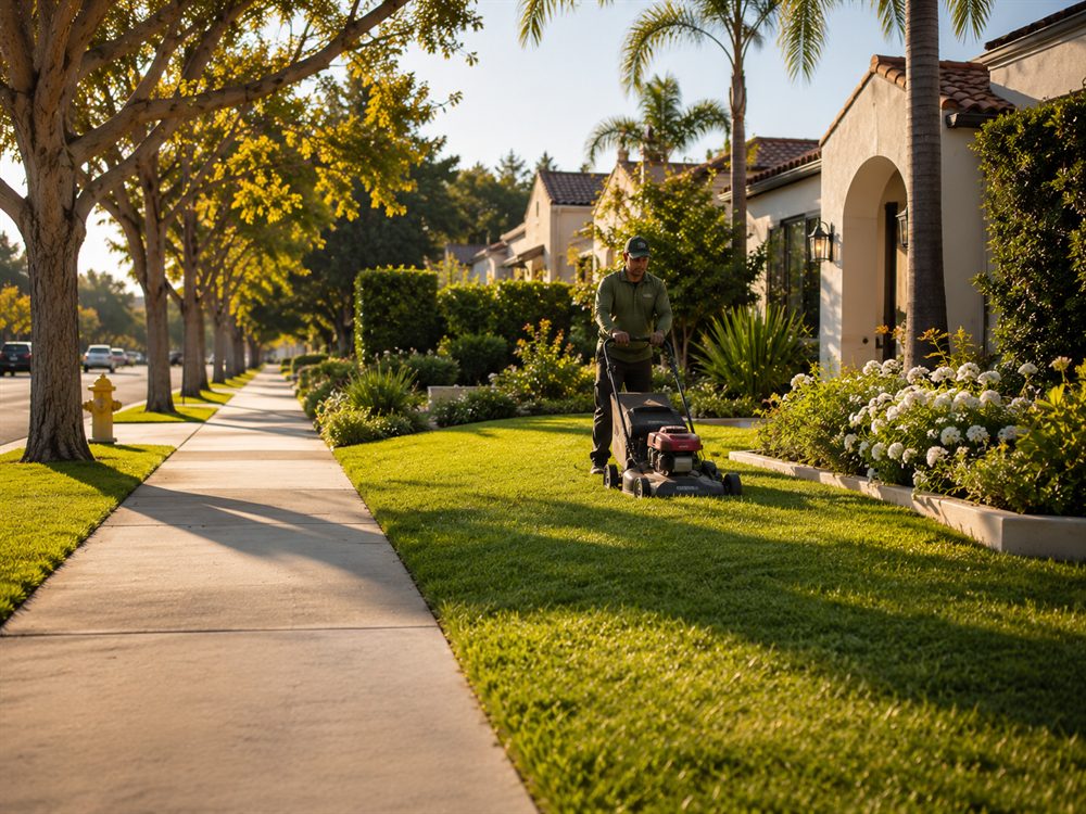 Lawn mowing service for a Los Angeles residential yard