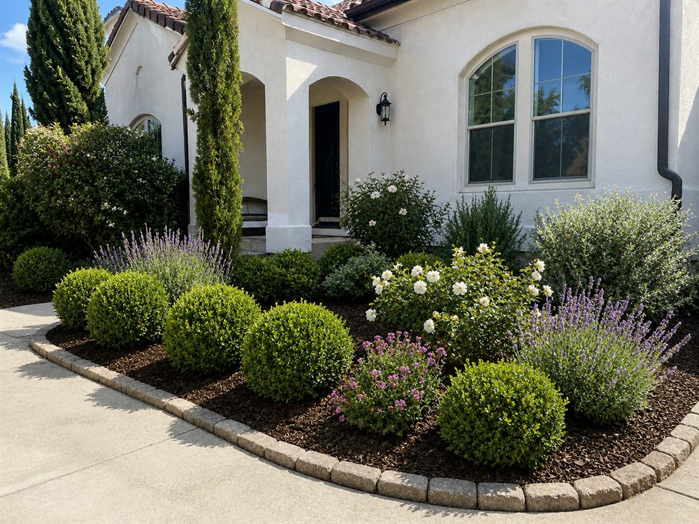 After Los Angeles yard cleanup with trimmed shrubs and a neater garden bed